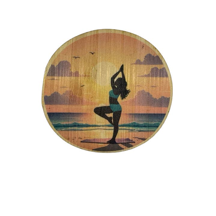 Yoga in the Sunset for wholesale by Bamboo Wood Stickers