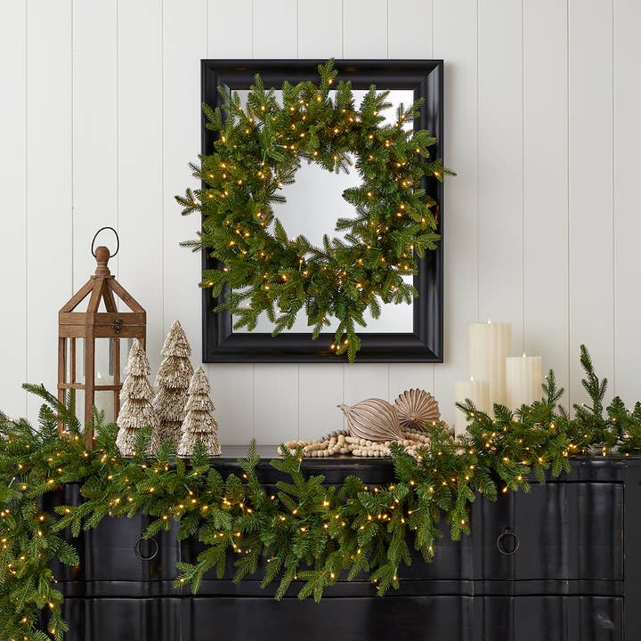 Seasonal LLC - Wholesale Bunting/Garland - Dandan Pine 9' Garland with Warm LED Lights