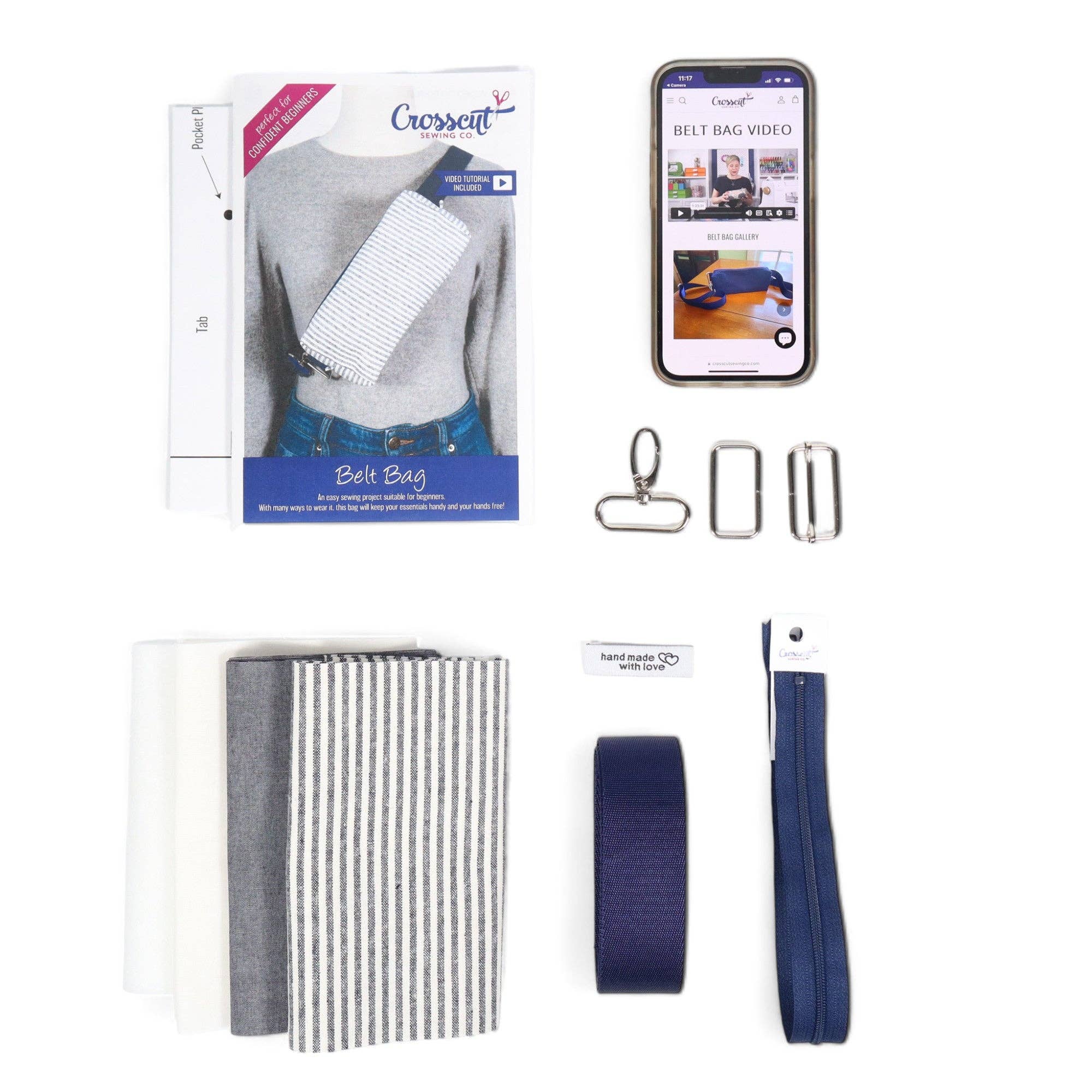 Crosscut Sewing Co. - Wholesale Belt Bag - Women's - Belt Bag Sewing Kit - Supplies, Printed Pattern and Video Tutorial7