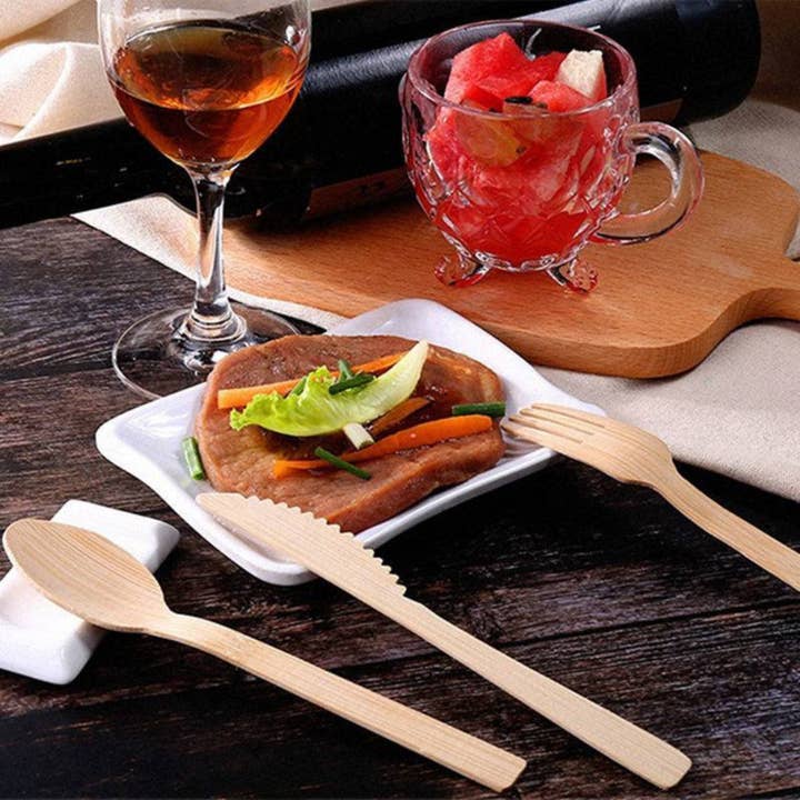 Holy City Straw Company - Wholesale Disposable Servingware Set - Disposable Wrapped Bamboo Cutlery Sets | 100ct.7