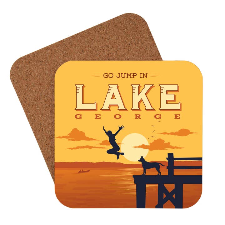 Sous-verre "Jump in the Lake" du lac George, NY pour la vente par Tourist Courts