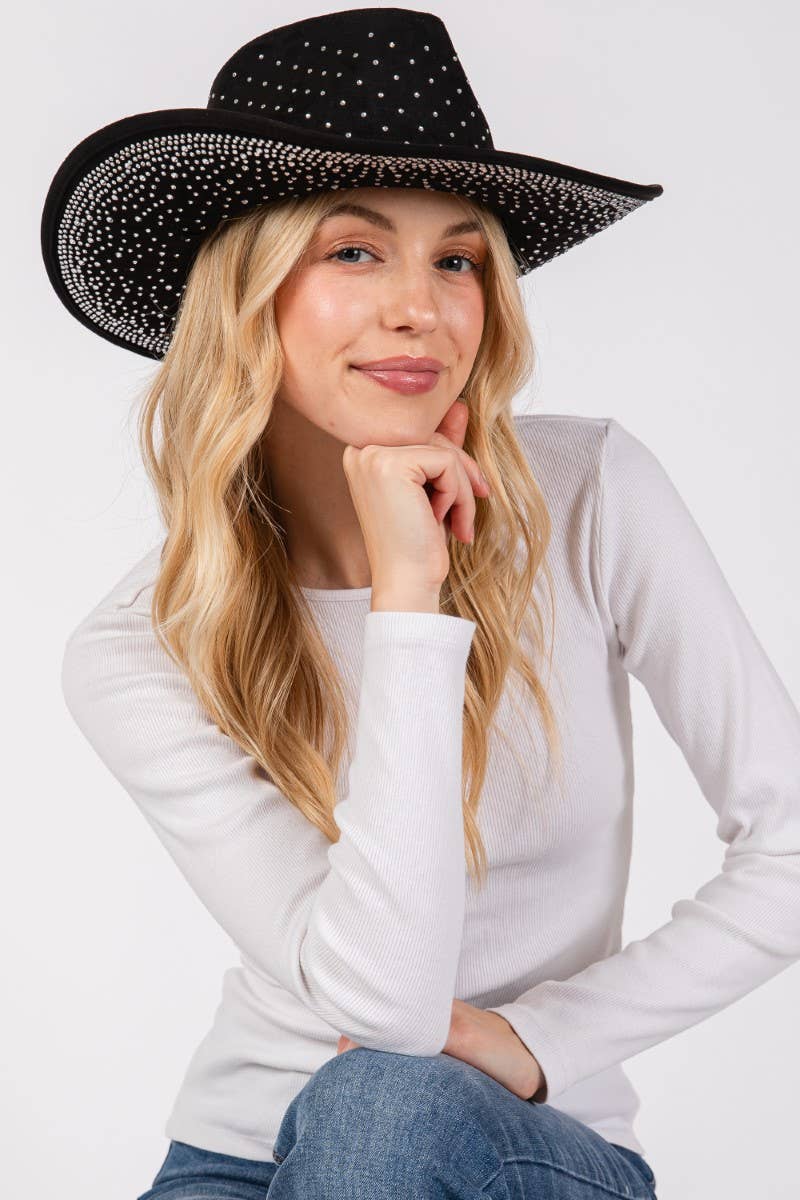 Collections by Fame Accessories - Wholesale Cowboy Hat - Women's - Western Studded Pattern Cowboy Hat
