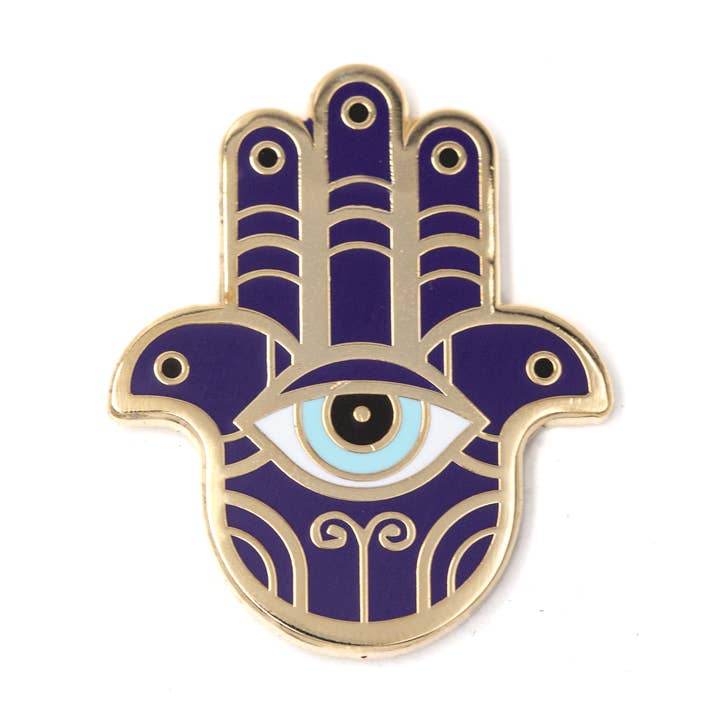 Hamsa Hand Deep Blue Enamel Pin for wholesale by These Are Things
