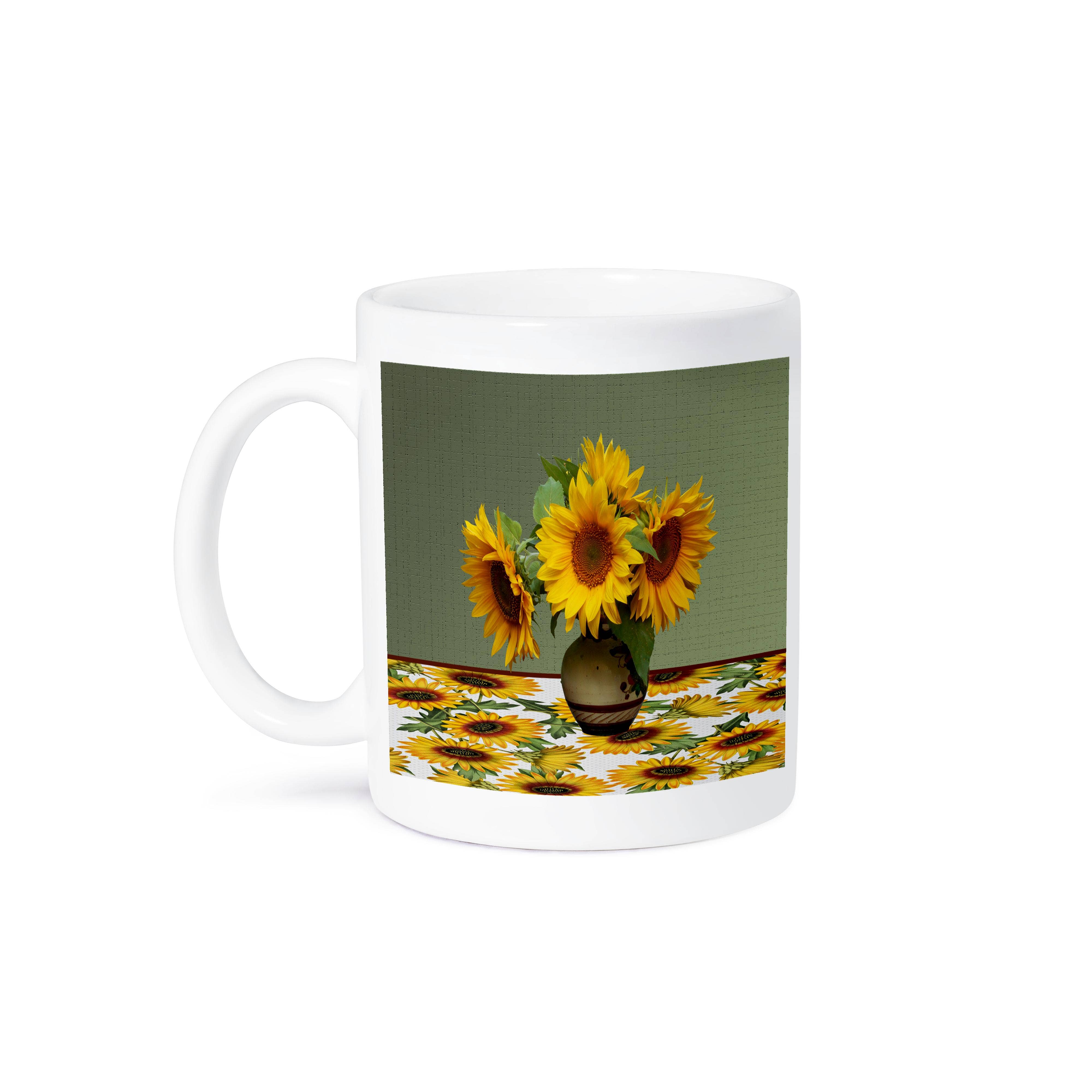3dRose - Wholesale Coffee Mug - 3dRose, Image of Beautiful Vase of Sunflower on Sunflower Tablecloth, Mug8