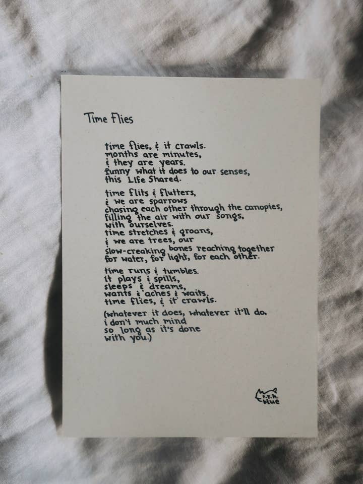 Time Flies//Poème pour la vente par NOTESONTHEWAY