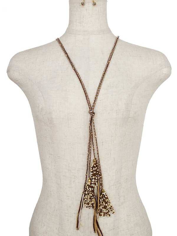 AFLANGE PERLE ACCENT KVAST ENDE HALSKÆDE SÆT 619 for engroshandel hos anbfashion