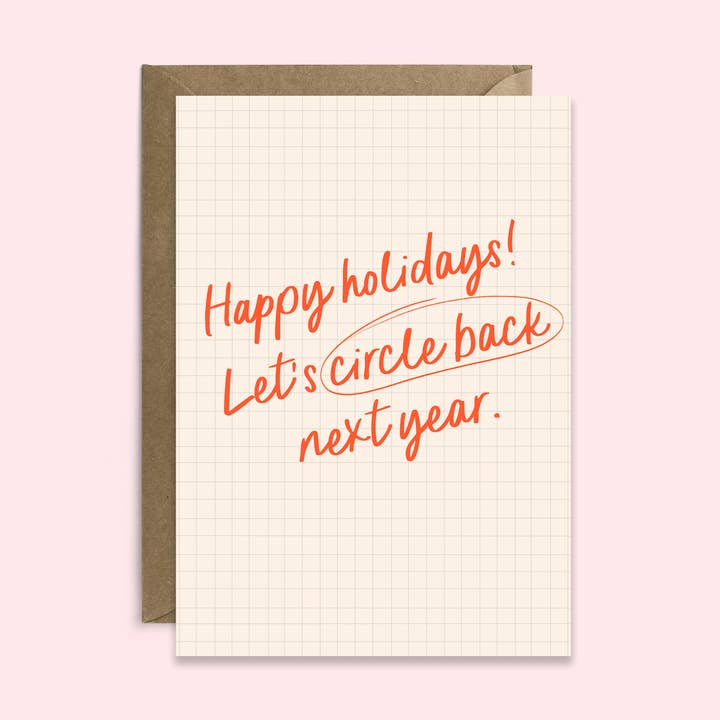 Circle Back | Sjovt julekort til kolleger | Ferie for engroshandel hos Tikkled Pink