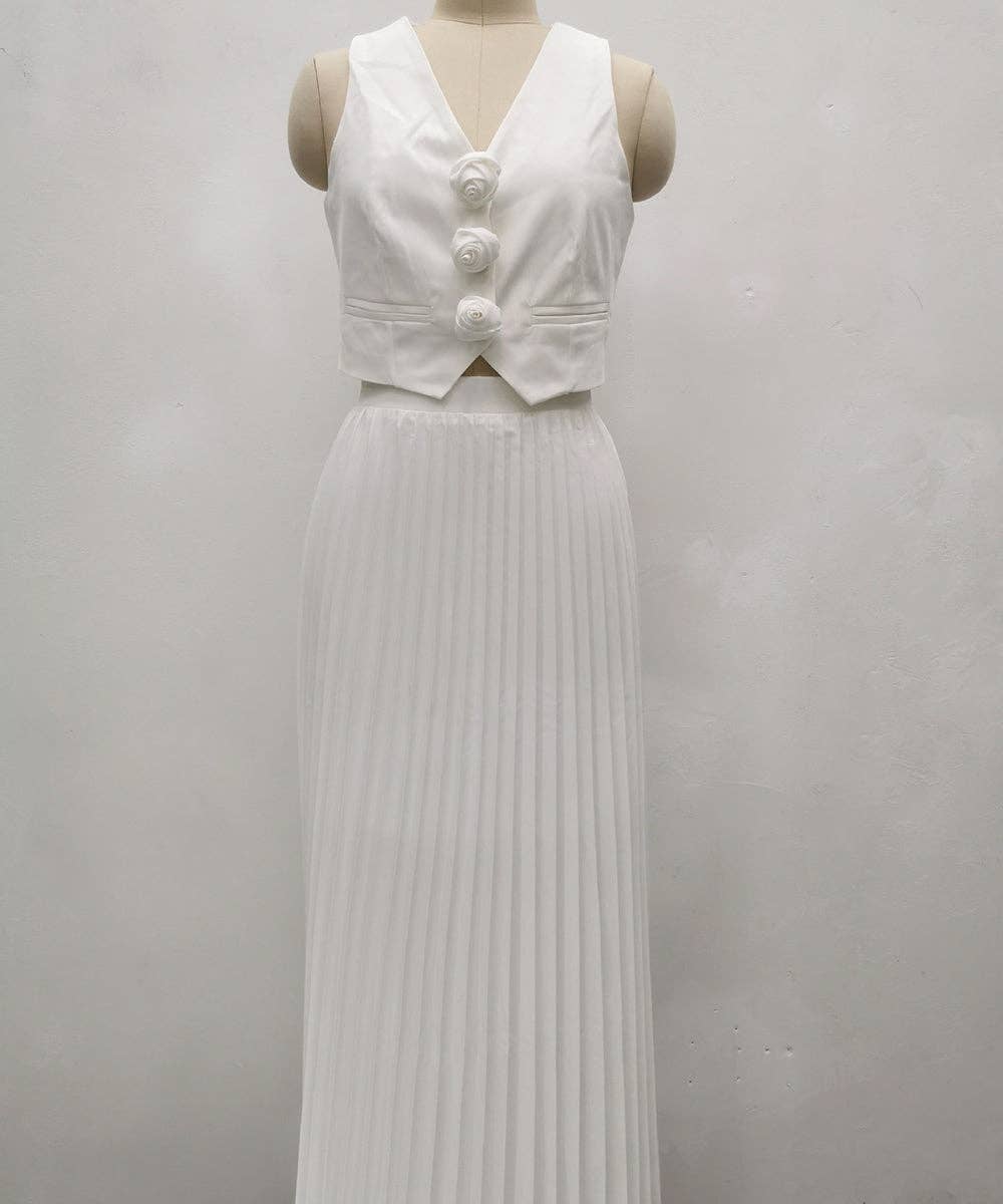 Aria Romance – Großhandel Set aus Oberteil und Rock – Damen – Zweiteiliges Set mit plissierten Ärmeln und Lagenlook1