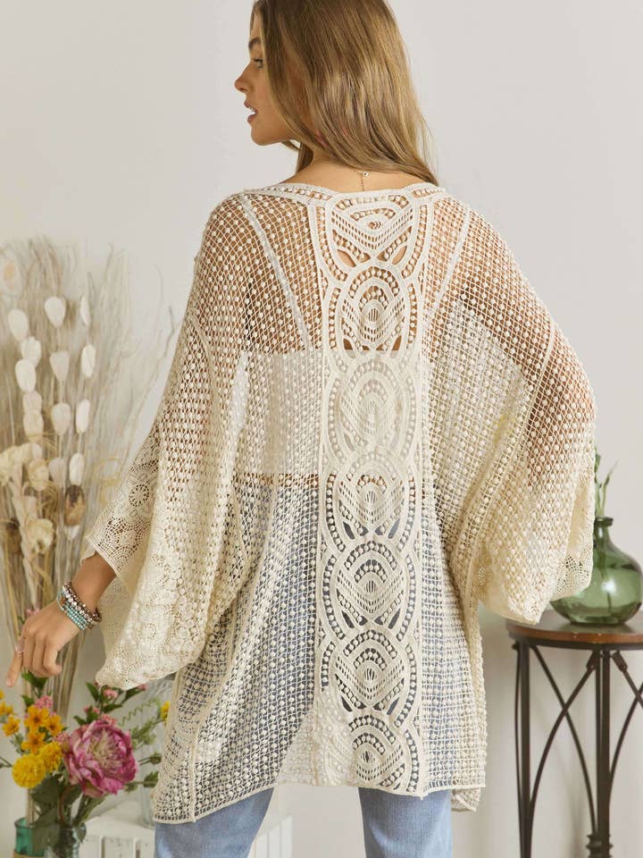 ADORA LA - Wholesale Cardigan - Women's - CET2061A - POPCORN CROCHET CARDIGAN