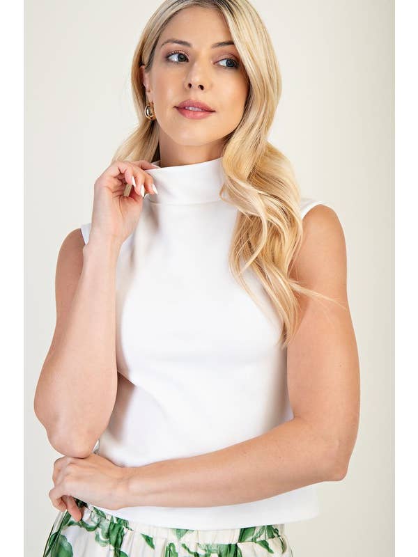 Glam - Wholesale Tank Top - Women's - Mock Neck Sleeveless Top