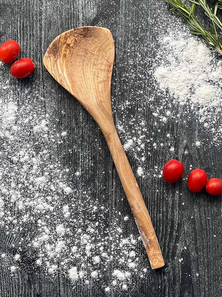 Olive Wood Triangular Shape Cooking Spoon 12" for wholesale by Scents and Feel