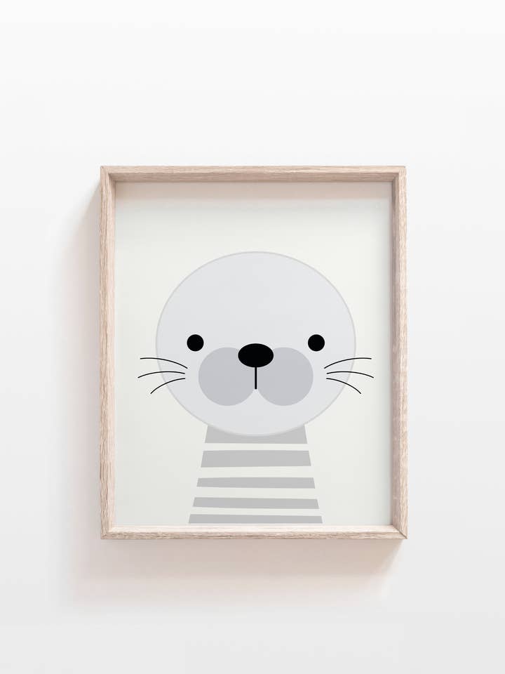 stampa di foche, animali oceanici, decorazioni per bambini, cameretta, decorazione da parete per per la vendita all'ingrosso da parte di The Little Wagon