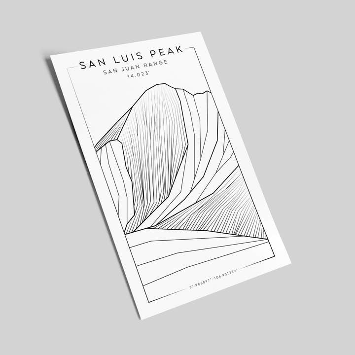 Carte postale 10x15 San Luis Peak pour la vente par The Elevated Line LLC