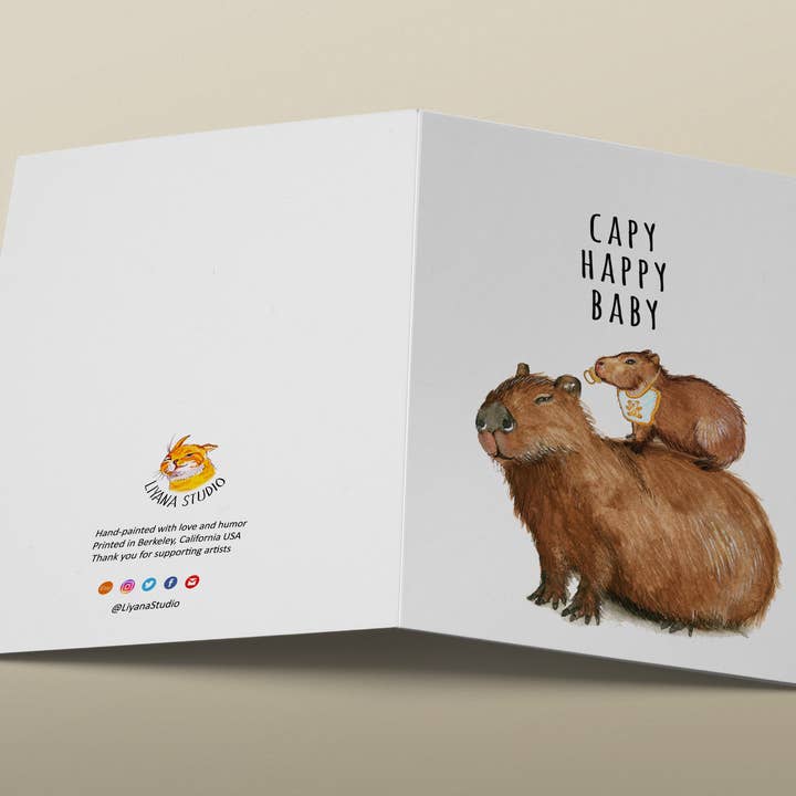 Liyana Studio - Venta al por mayor Tarjetas de bebé - Happy Capy Baby - Tarjeta divertida para bebé1