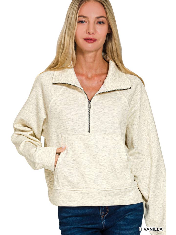 42POPS - Wholesale Sweatshirt - Women's - ._ 1022 Scuba Half Zip Pullover With Kangaroo Pocket SI-2895211