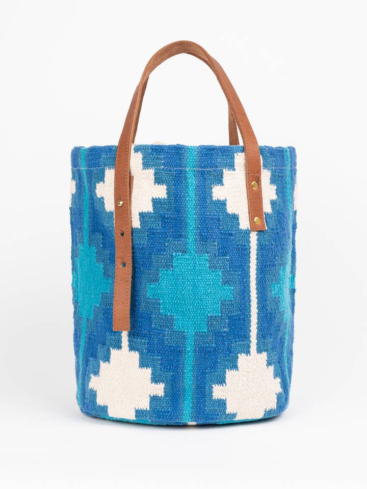 Sac shopper bleu Medellin en coton pour la vente par Piti Cuiti