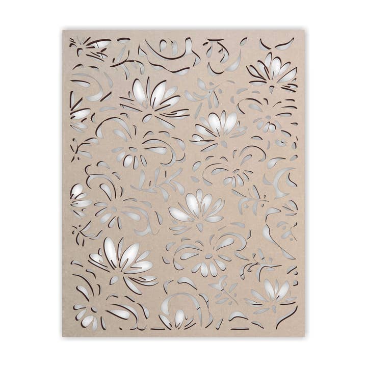 Bloemenpatroon in houten vorm, houten uitsparing, kunst aan de muur voor wholesale door Jess and Jessica