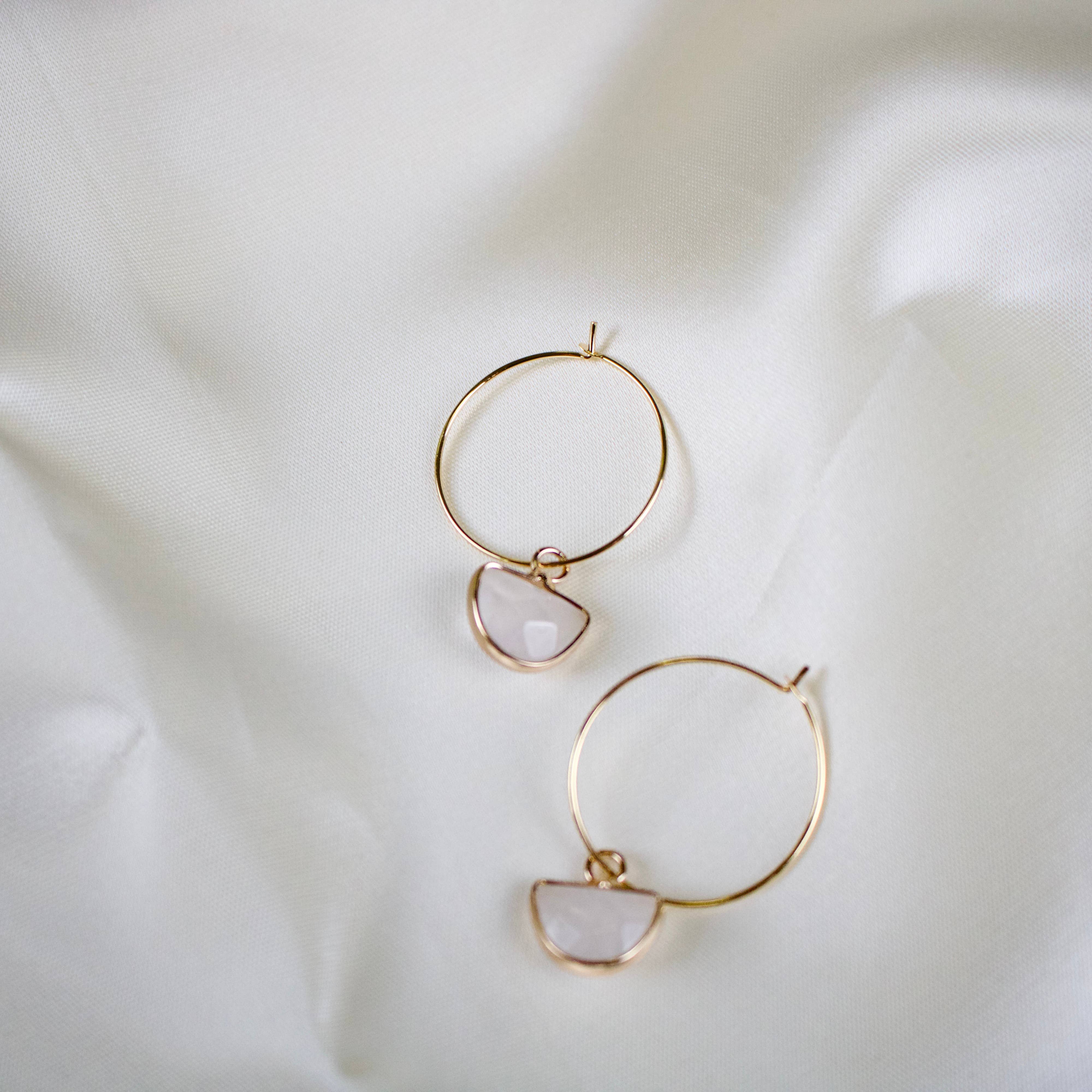 TISH jewelry - Wholesale Hoop Earrings - Aura // Clear Quartz Crystal Hoop Earrings3