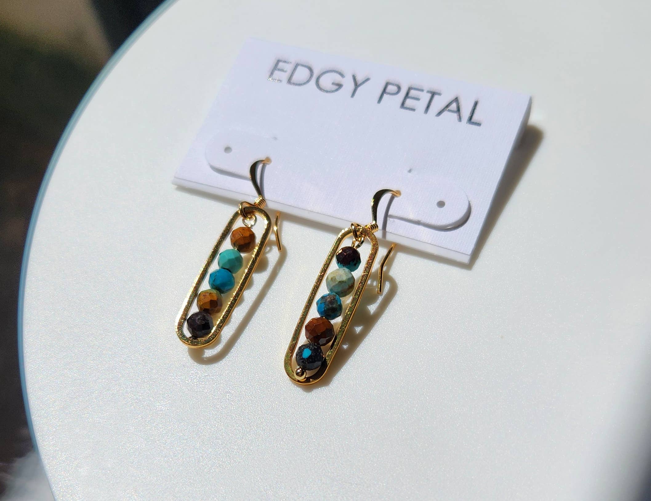 Edgy Petal Jewelry – Großhandel Ohrhänger – Türkisfarbene Erbsenschoten-Ohrringe2