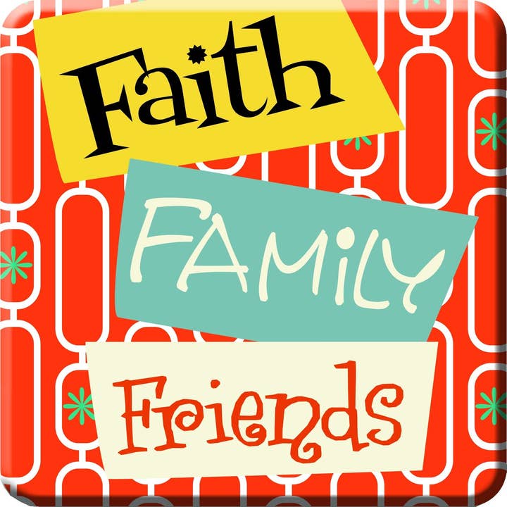 Retro Kitchen: Ceramic Magnet, Faith Family Friends for wholesale by Mad Style