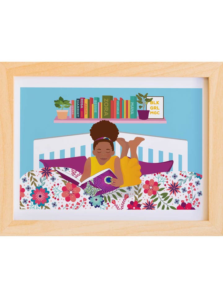 Lámina de arte Girl Reading12 x 18 para venta al por mayor de Soular Powered