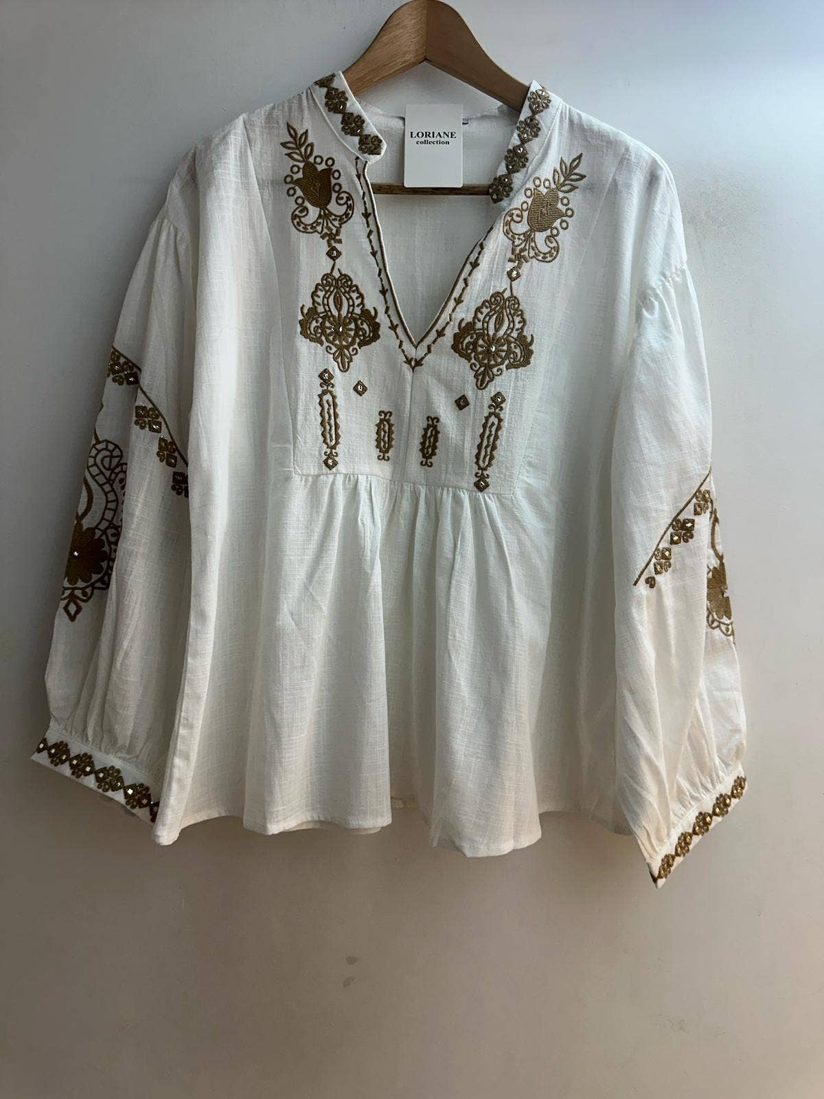 LORIANE - Venta al por mayor Blusa - Mujer - 6002 Blusa bohemia y ribeteada de algodón4