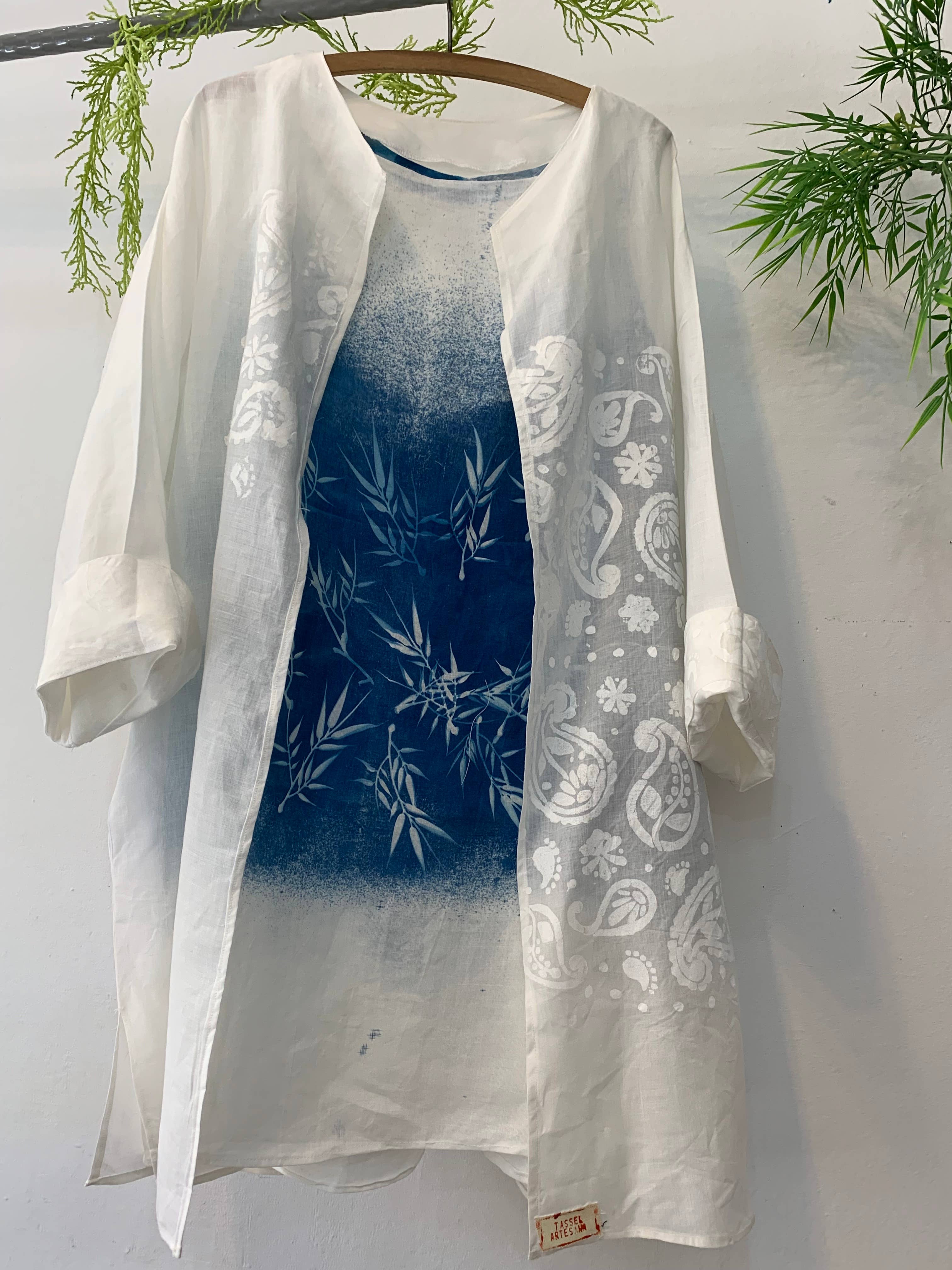 Tasselartesana - Wholesale Kaftan - Women's - Mediterranean linen CAFTAN, with handmade serigraphy 23