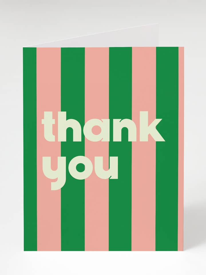 Green Stripe Thank You Card for wholesale by Bon Femmes
