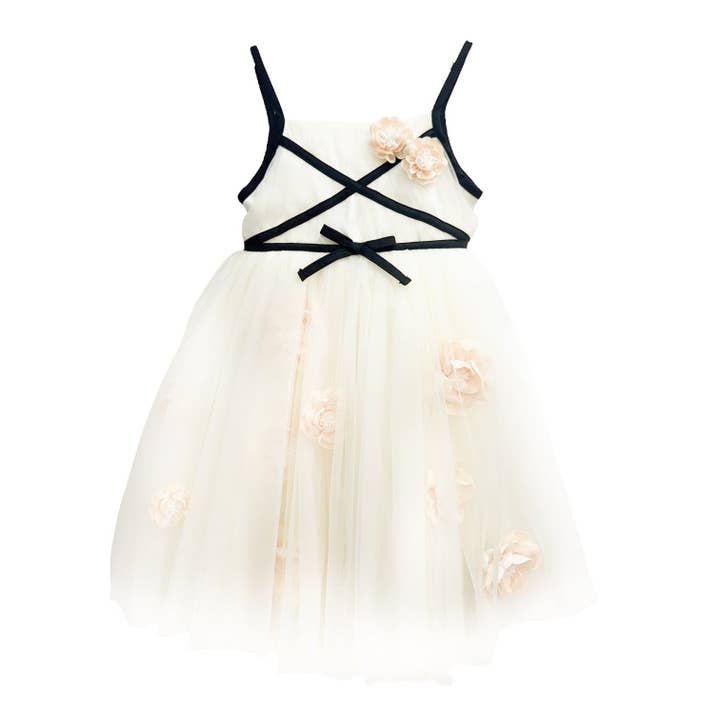 Giselle Ivory Criss-Cross Tulle Dress for wholesale by Petite Maison Kids