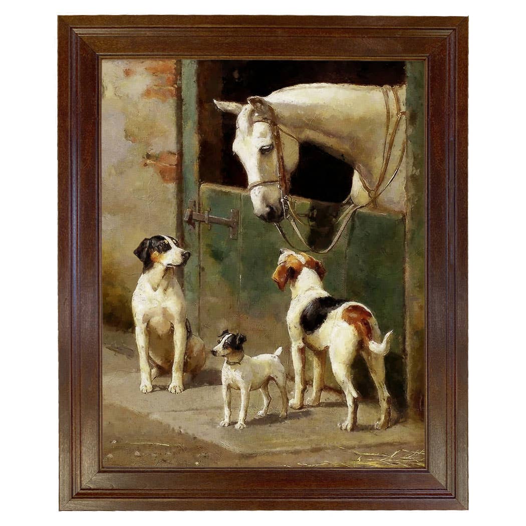 Madison Bay Co. - Historical Home Decor Reproductions - Wholesale Art Print - Dog and Horse at Stable Vintage Painting Print on Canvas39