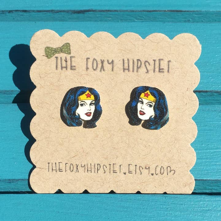 Wonder Woman Stud Earrings for wholesale by The Foxy Hipster