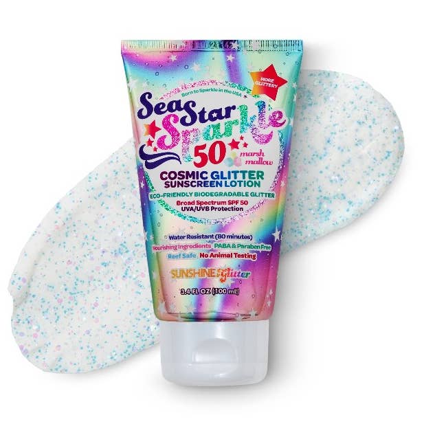 Sea Star Sparkle Cosmic Stardust SPF 50 Glitter Sunscreen for wholesale by Sunshine & Glitter