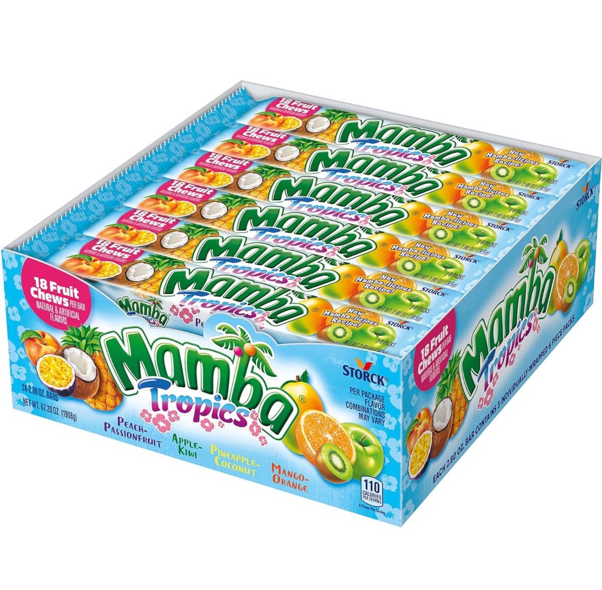 Long Island Candy Factory - Wholesale Gummy - Mamba Tropics Chews 24 Count 2.80 Ounce0
