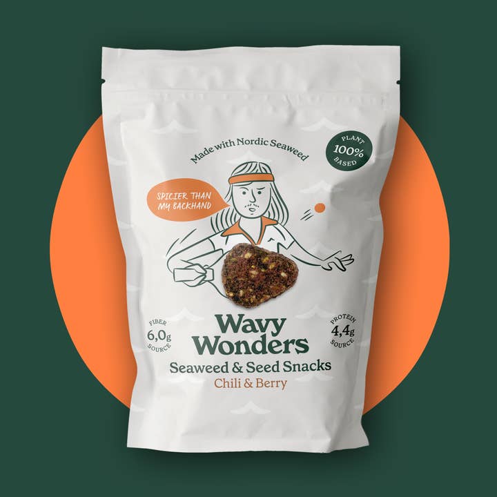 Seaweed & Seed Snacks - Chili og bær for engroshandel hos Wavy Wonders