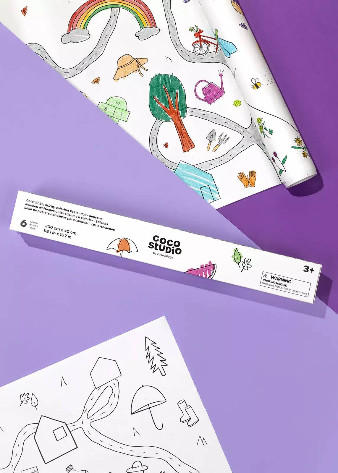 Coco Village - Wholesale Coloring Mat - Kids & Baby - Detachable Seasons Sticky Coloring Poster Roll - 6 sheets4