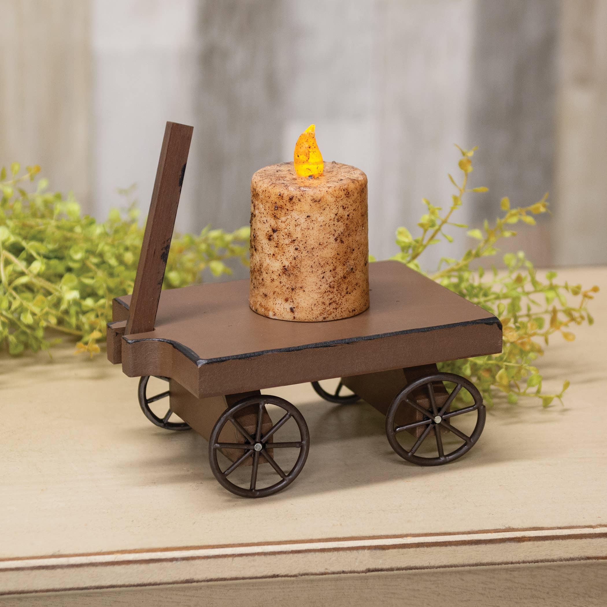 The Hearthside Collection - Wholesale Decorative Tabletop Object - Distressed Brown Wooden Wagon1
