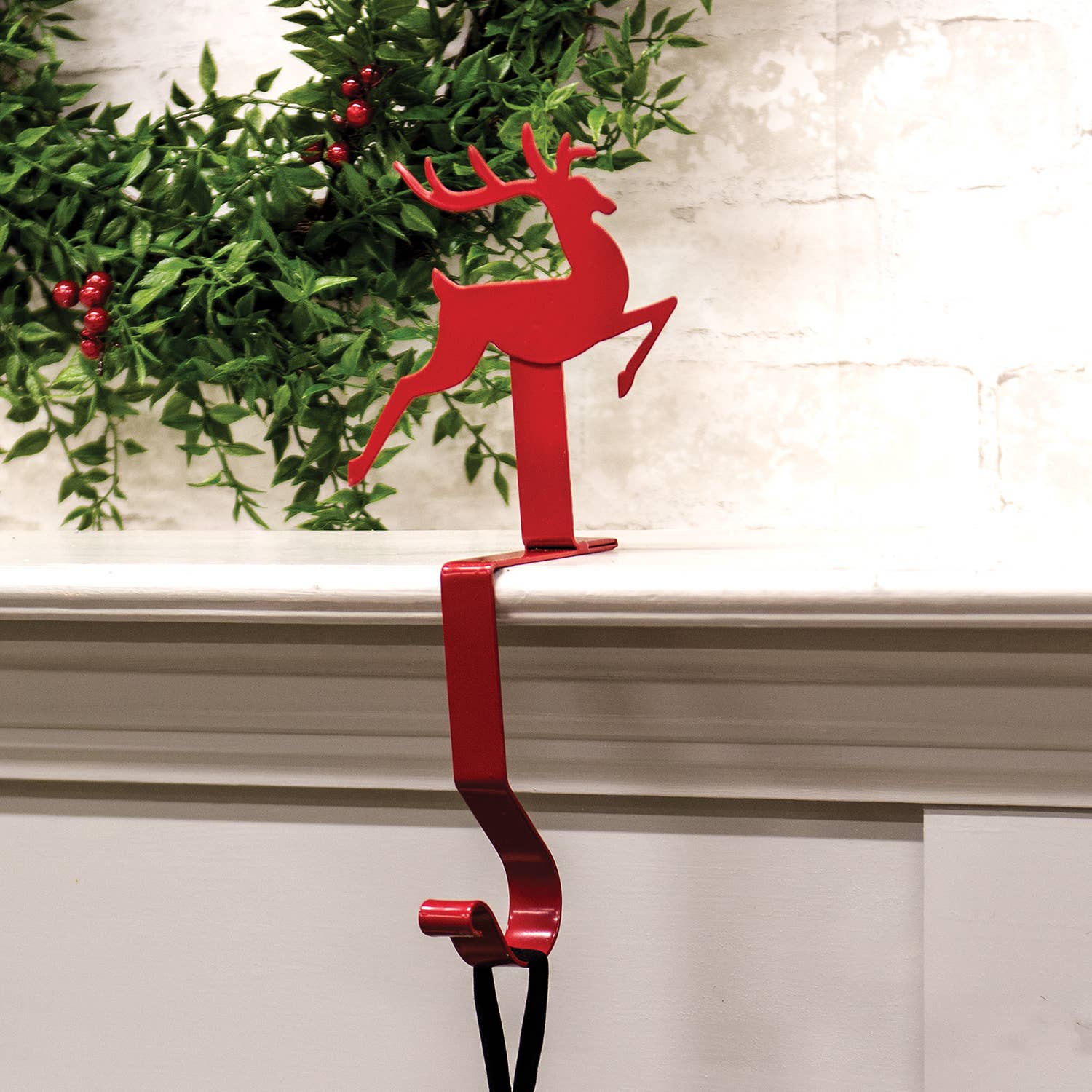 Col House Designs - Wholesale Christmas Decoration - Red Metal Reindeer Stocking Hanger1