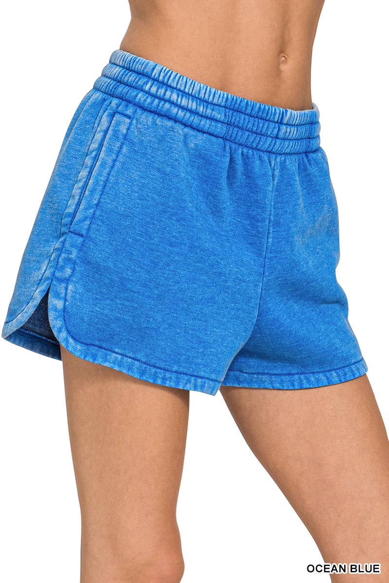 42POPS – Großhandel Shorts – Damen – 42POPS Fleece Shorts mit Acid Wash und einfarbigem Design33