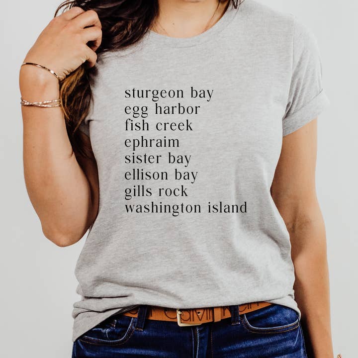Camiseta estampada Door County Wisconsin, unisex Bella Canvas para venta al por mayor de Lissi Designs