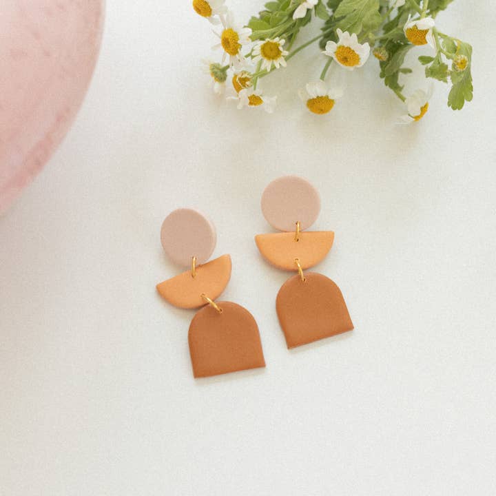 REMOVED BRAND - Wholesale Dangle Earrings - Burnt orange ombré earrings