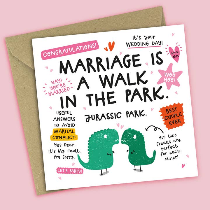 Funny Wedding Card • Jurassic Park for wholesale by Twisted Haggis