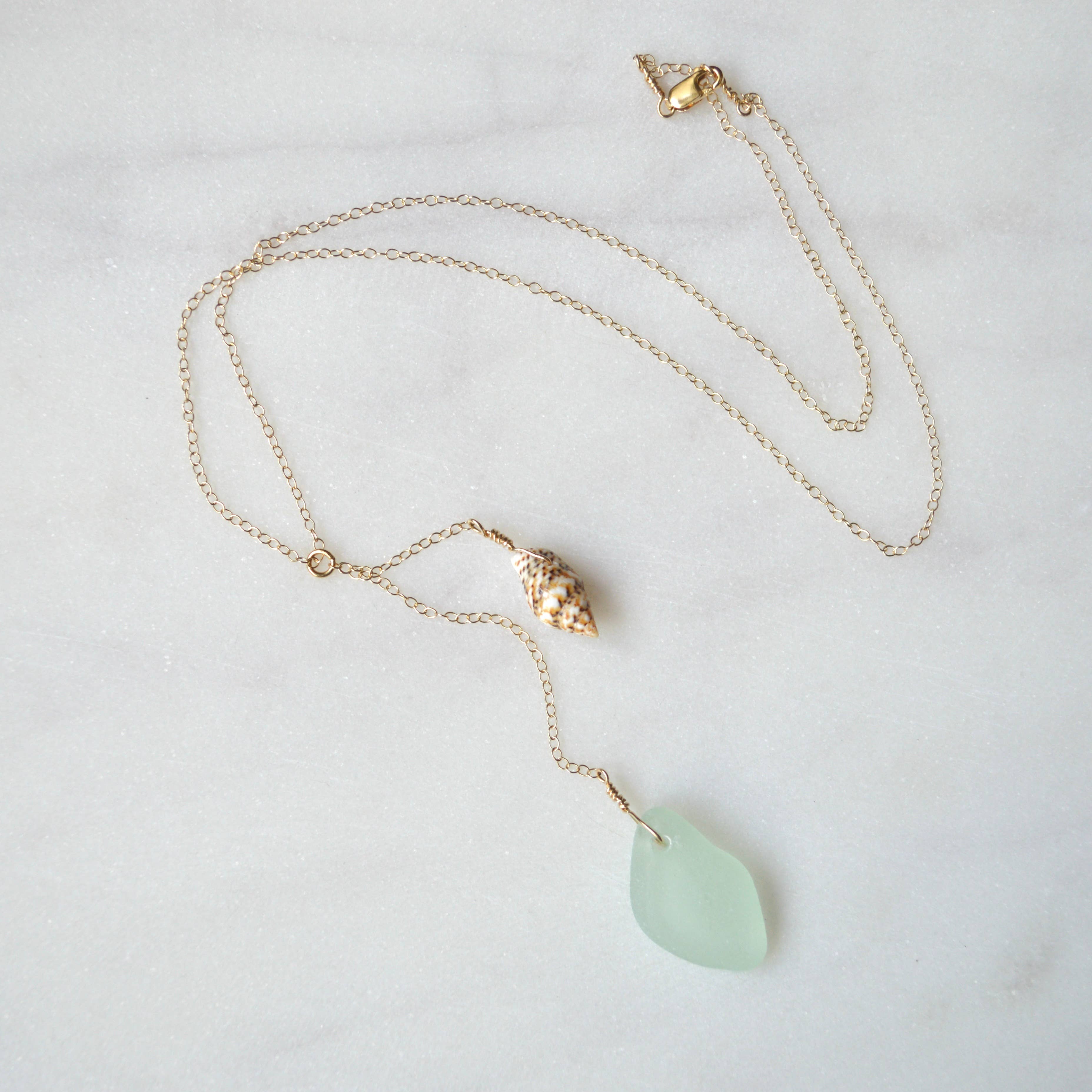 Salty But Sweet - Wholesale Pendant/Charm Necklace - Sea Glass Shell Necklace in gold6