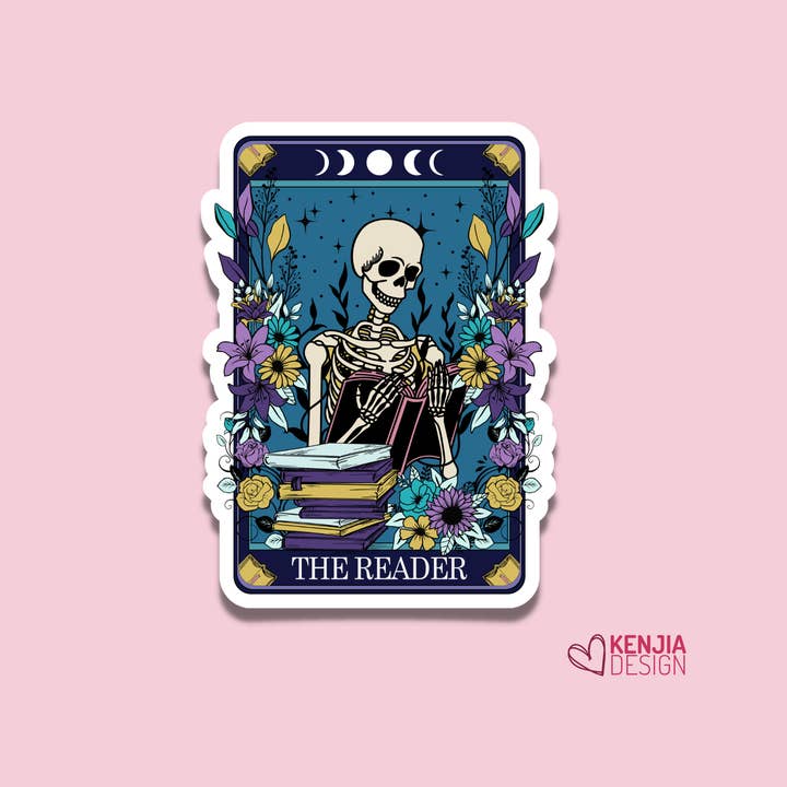 Lustige Totenkopf-Lesebuchaufkleber und Magnete, Tarotkarte für den Großhandel von Kenjia Design