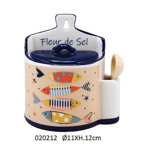 Pm 'Sarignes' Salt Box + Spoon Ø11 X 6 X H.12 cm for wholesale by Faye