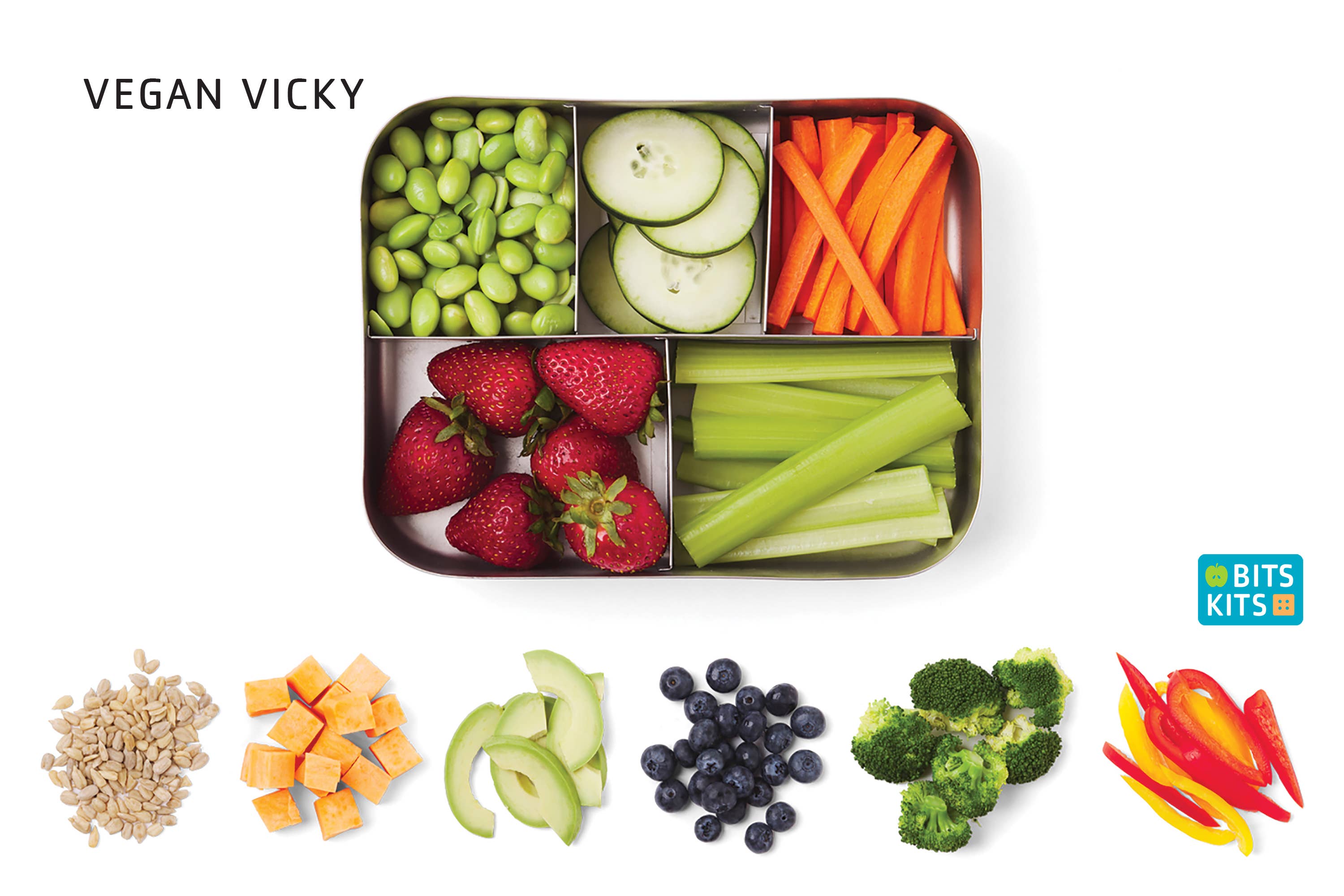 Fox Run Brands - Vendita all'ingrosso Cestino/borsa pranzo - Bambini - Contenitore Bento in acciaio inox Bits Kits, 15,8 x 21 cm5