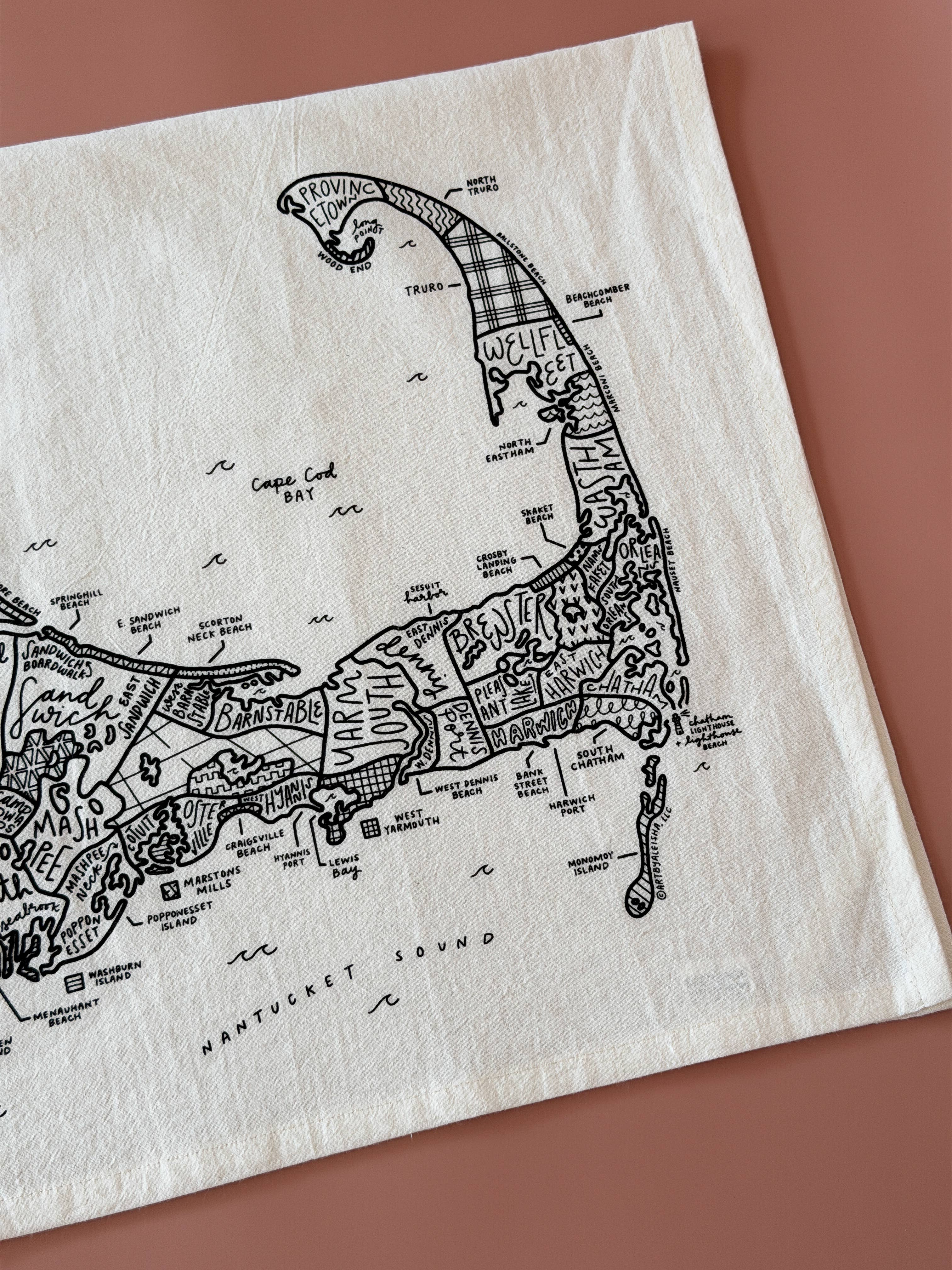 By Aleisha - Wholesale Tea Towel - Cape Cod Map Tea Towel2