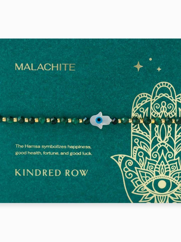 Hamsa Gemstone Bracelet, Malachite for wholesale by Kindred Row