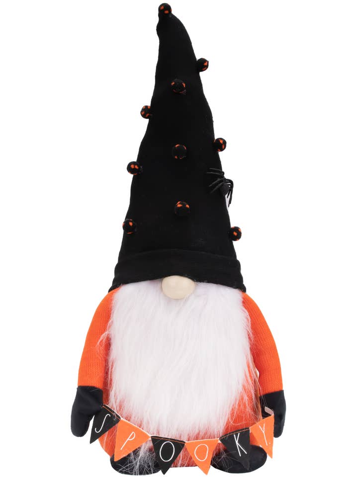 Rae Dunn “Spooky” Black Orange Plush Halloween Gnome Décor for wholesale by DesignStyles Home