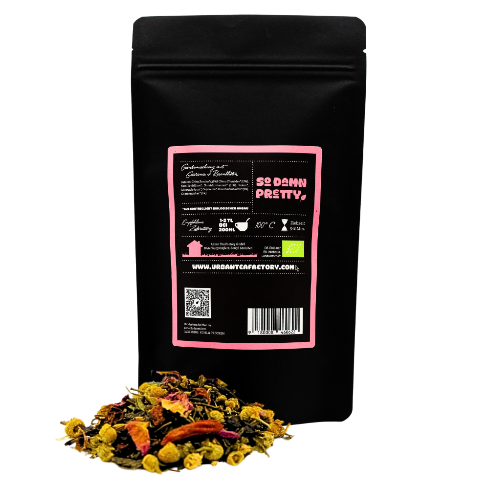 Urban Tea Factory - Wholesale Losse thee - So Damn Pretty - groene theemix met guarana en rozenblaadjes - 100 g - bio1