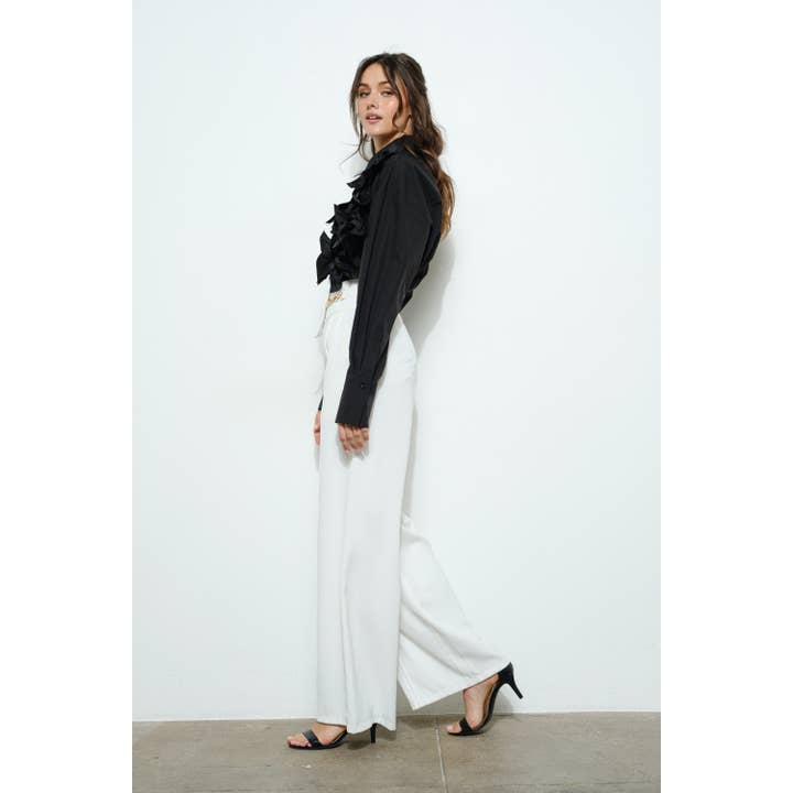 INA – Engroshandel Bluse - Dame – 3D båndblomst applikation skræddersyet skjorte14